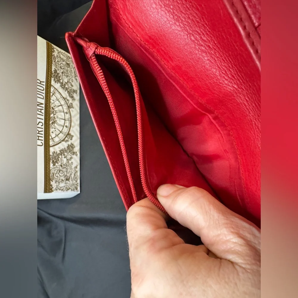 Christian Dior “CD” Black w/Red Interior Leather Wallet